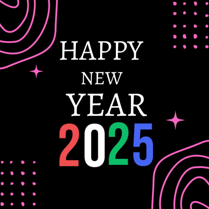 Black Maximalist Happy New Year Instagram Post Template | PosterMyWall
