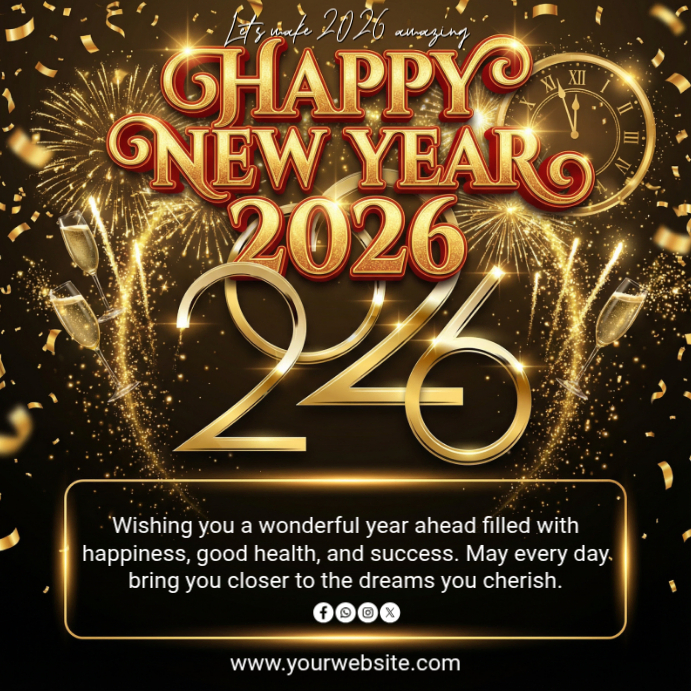 Black Maximalist Happy New Year Instagram Post Template | PosterMyWall