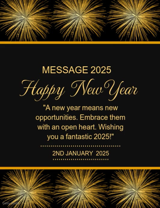 Black Maximalist Happy New Year Message 2025 Flyer (us Letter) Template ...