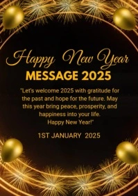 Black Maximalist Happy New Year Message A4 template