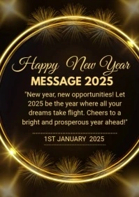 Black Maximalist Happy New Year Message A4 template