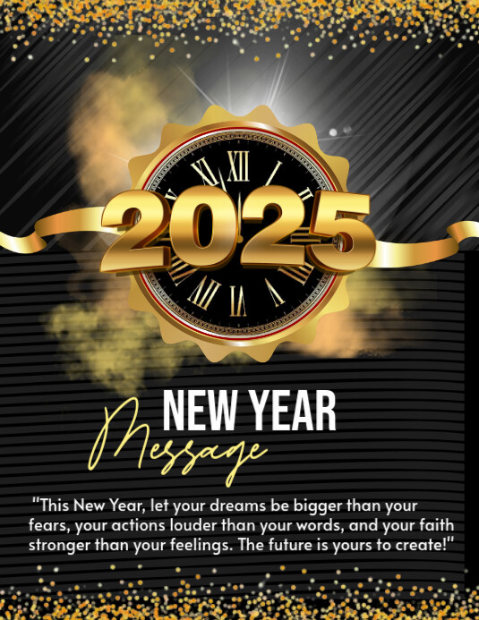 Copy of Black Maximalist Happy New Year Message Flyer (us Letter ...