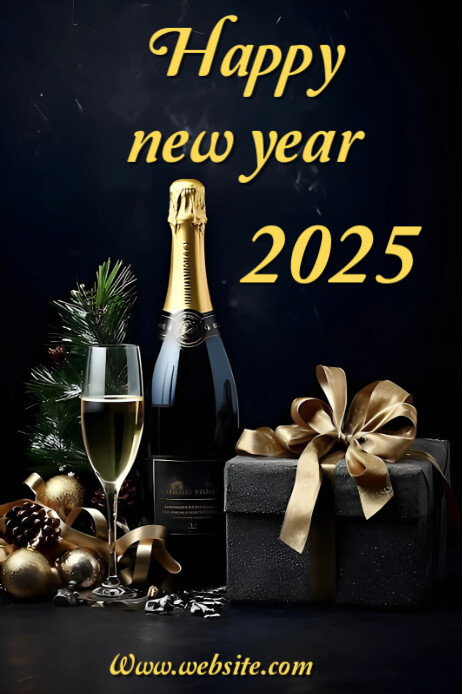 Copy of Black Maximalist Happy New Year Pinterest Graphic | PosterMyWall