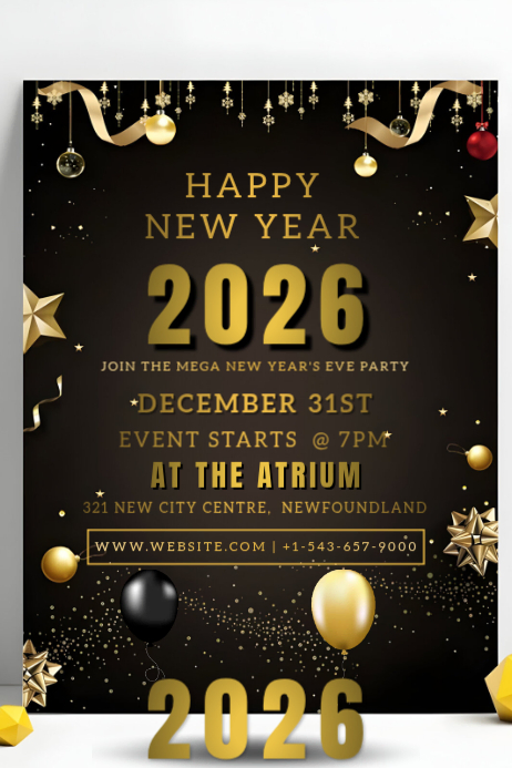 Black Maximalist Happy New Year Poster Template | PosterMyWall