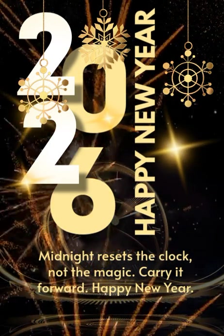 Black Maximalist Happy New Year Poster Template | PosterMyWall