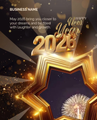 Black Maximalist Happy New Year Video Instagram Portrait template