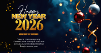 Black Maximalist Happy New Year Wish  Facebook Ad template