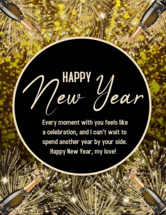 Black Maximalist Happy New Year Wishes Quotes Messages Flyer (us Letter ...