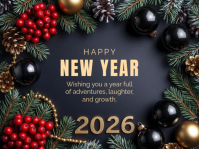 Black Maximalist Happy New Year Yard Sign ป้ายสนาม template