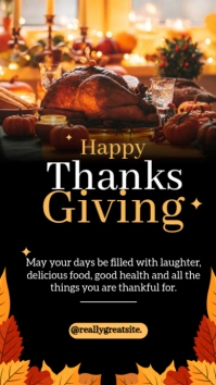 Black Maximalist Happy Thanksgiving Day Online Design Flyer/template Instagram Story
