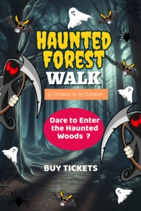 Black Maximalist Haunted Forest Walk Poster template