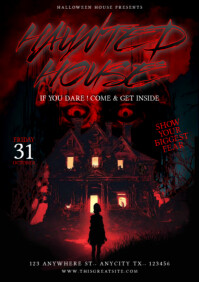 สีดำ Haunted House Event A4 Template