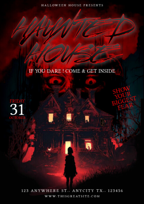 Black Maximalist Haunted House Event A4 template