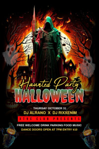 Black Maximalist Haunted Party Poster template