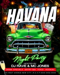 Black Maximalist Havana Night Beach Party Event  Social Media Editable Flyer Template Online Poster Instagram Portrait