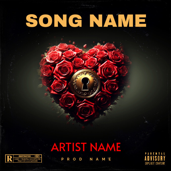 Black Maximalist Heart Roses Key  Instagram Post template
