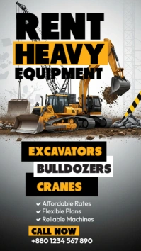 Black Maximalist Heavy Equipment Rental Instagram Story template