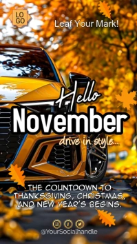 Black Maximalist Hello November - Happy New Month Digital Display (9:16) template