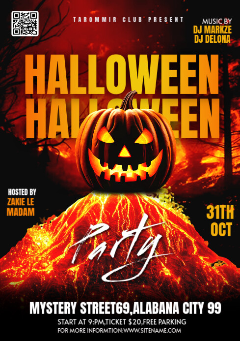 Black Maximalist Helloween Party Night A4 template