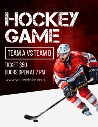 Black Maximalist Hockey Game Flyer (us Letter) template