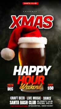 Black Maximalist Holiday Happy Hour Template  Digital Display (9:16)