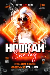 Black Maximalist Hookah Sunday Banner 4' × 6' template