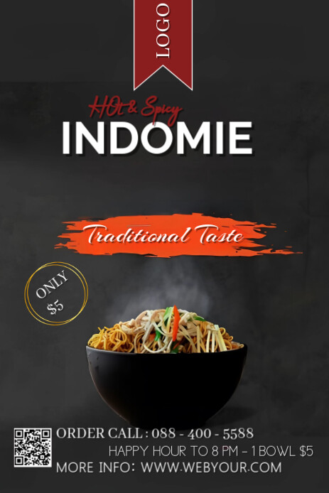 Black Maximalist Hot &spicy Indomie Pinterest Graphic template