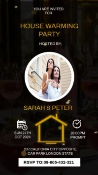 Black Maximalist House Warming Party Invitation Template Instagram Reel