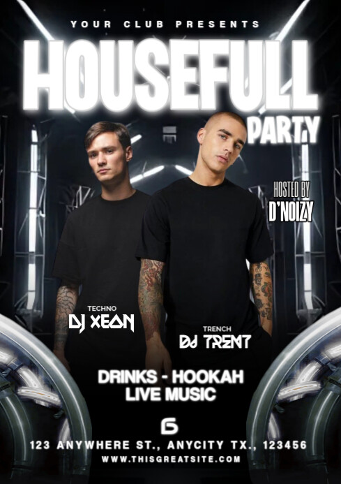 Black Maximalist Housefull Party A4 Template | PosterMyWall