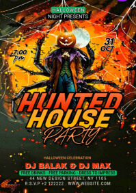Black Maximalist Hunted House Part Flyer A3 template