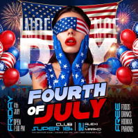 Black Maximalist Independence Day Celebration Square Video Kwadrat (1:1) template