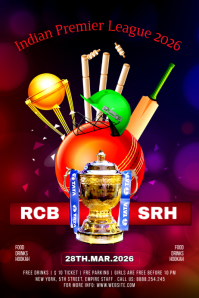 Black Indian Premier League 2026 Banner 4' × 6' Template