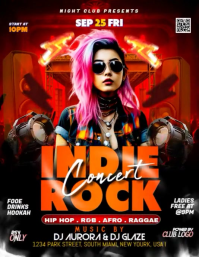 Black Maximalist Indie Rock Music Night Party Flyer Flyer (us Letter) template