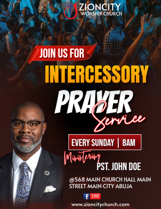 Black Maximalist Intercessory Prayer Service Flyer (us Letter) Template ...