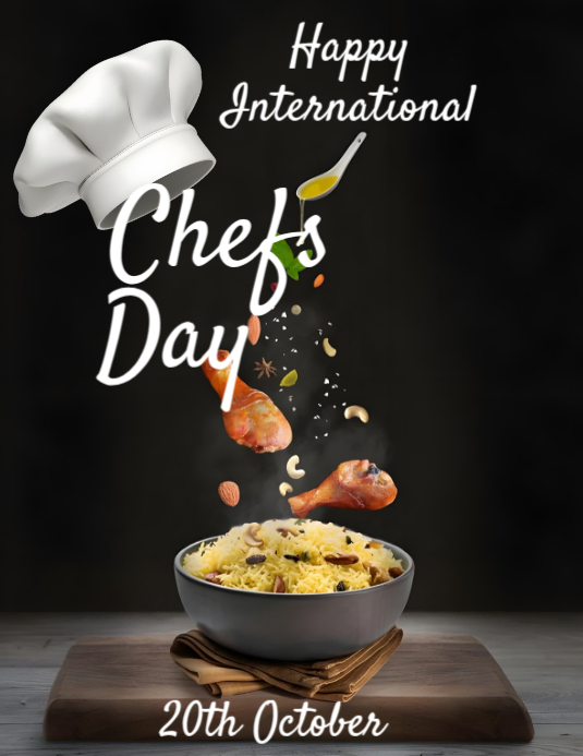Black Maximalist International Chef Day Flyer (us Letter) Template ...