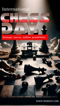 Black Maximalist International Chess Day  Bus Business Card template