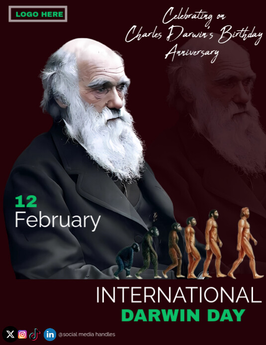 Black Maximalist International Darwin Day Flyer (us Letter) Template ...