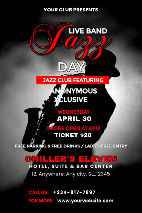 Black Maximalist International Jazz Day Party Template  Poster Cartaz