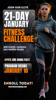 Black Maximalist January Fitness Challenge  Instagram Story template