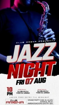 Black Maximalist Jazz Club Night Party Digital Display (9:16) template