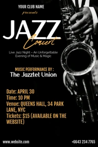 Black Maximalist Jazz Concert Pinterest Graphic template