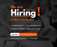 Black Job Hiring Średni prostokąt Template