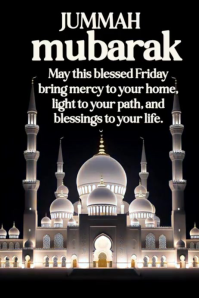 Black Maximalist Jummah Mubarak Design Template  Poster