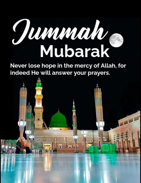 Black Maximalist Jummah Mubarak Wish  Flyer (us Letter) template
