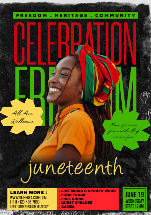 Black Maximalist Juneteenth Celebration  A5 template