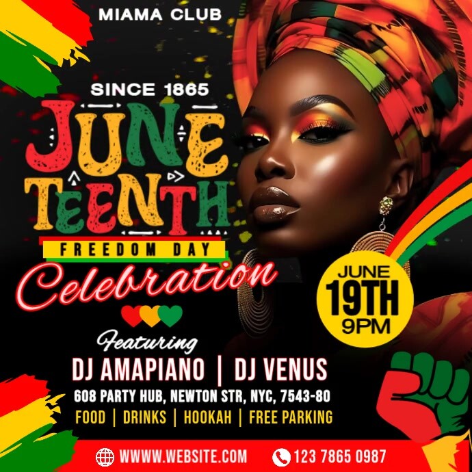 Black Maximalist Juneteenth Freedom Day Party Instagram Post Template ...