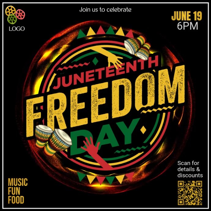 Black Maximalist Juneteenth Freedom Day Party Invite Instagram Post Instagram-Beitrag template