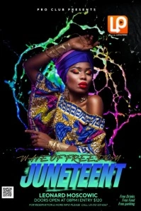 Black Maximalist Juneteenth Neon Poster template