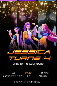 Black Maximalist K Pop Hunters Kids Birthday Video  Pinterest Graphic template