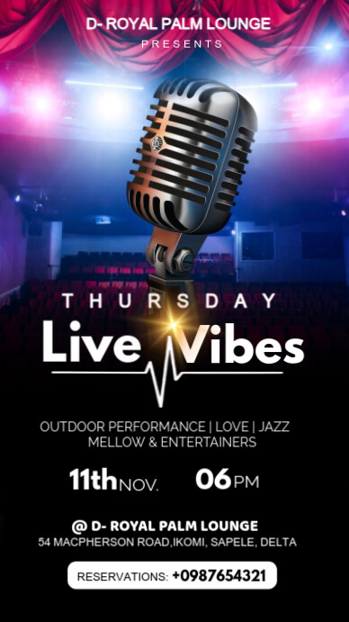 Black Maximalist Karaoke Event Poster/ Thursday Jazz Night Flyer  Instagram Story template